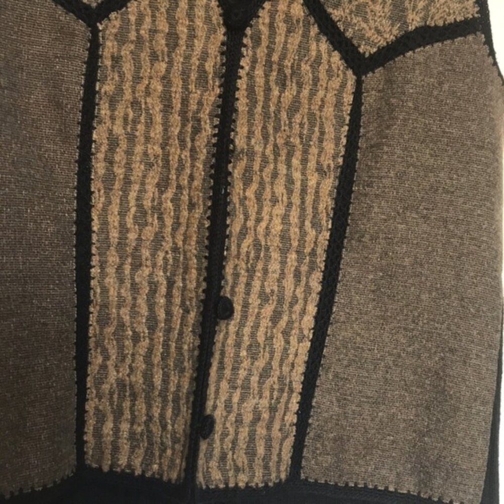 Simon Chang Wool Blend Patchwork Sweater Vest 8 - image 3